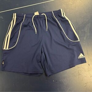 Adidas Blue and White Athletic Shorts with Elastic Waistband
